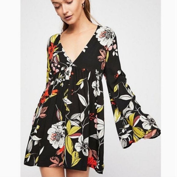 Free People Tops - EUC Free People Bella Floral-print Tunic Mini Dress